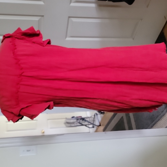 Umgee Ruffled Button-Up Red Dress - Picture 5 of 8